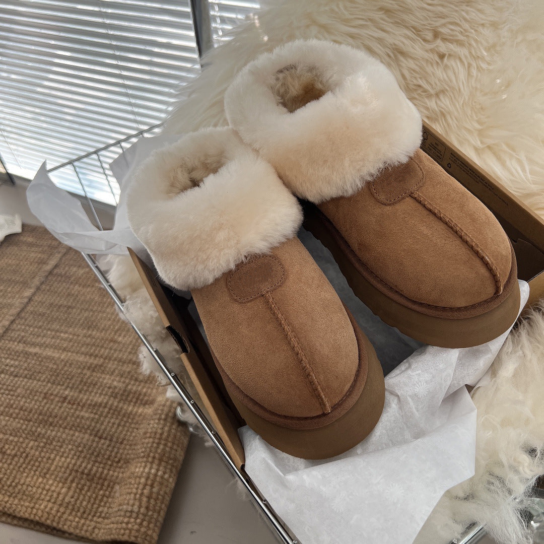 Fur Detail Platform Winter Shoes Slippers