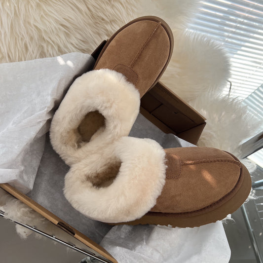 Fur Detail Platform Winter Shoes Slippers