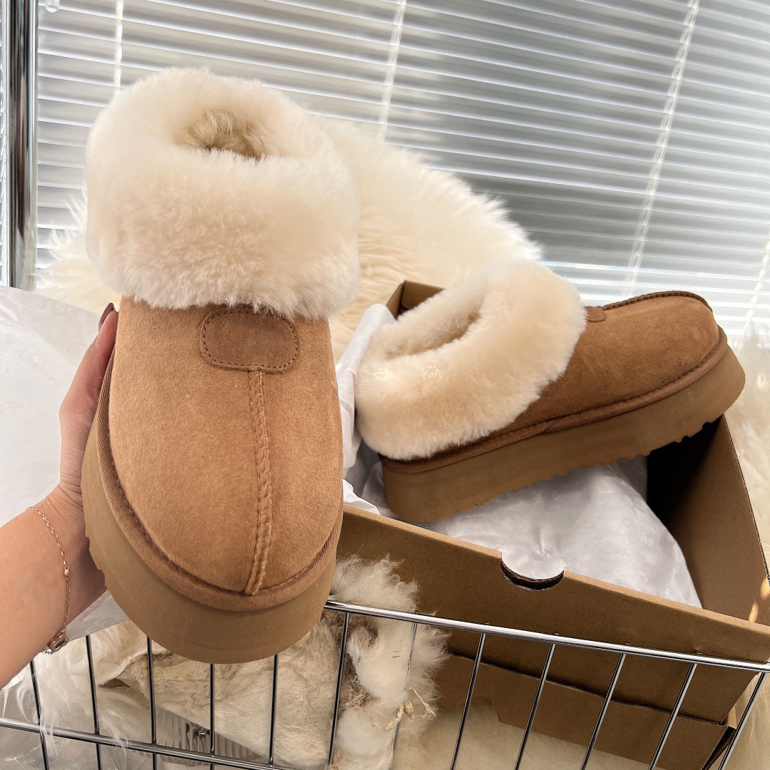 Fur Detail Platform Winter Shoes Slippers